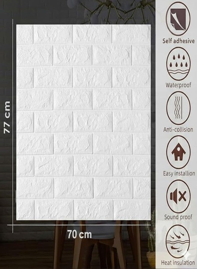 Narah ventures 3D Brick Wall Stickers for Home Decoration (70 x 77 cm) White Foam Panels, Peel and Stick Wallpaper, Waterproof Self-Adhesive Wall Decor for Living Room, Bedroom & Office - Image 3